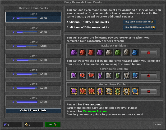 Daily Reward Mana Points
